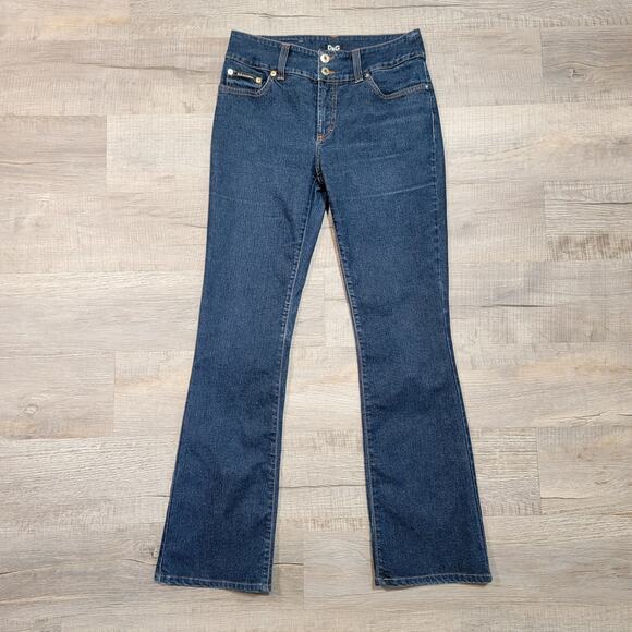 Dolce & Gabbana Jeans Mini Boot Kick Flare Denim Womens Size 28 Mid Rise Blue - Picture 1 of 13